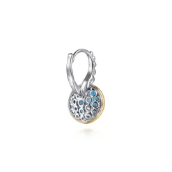 Hot Gabriel & Co. 14K Yellow Gold and 925 Sterling Silver Bujukan Round Blue Topaz Leverback Earrings