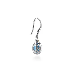 Outlet Gabriel & Co. 14K Yellow Gold and 925 Sterling Silver Bujukan Blue Topaz Drop Earrings