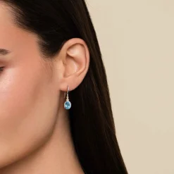 Outlet Gabriel & Co. 14K Yellow Gold and 925 Sterling Silver Bujukan Blue Topaz Drop Earrings