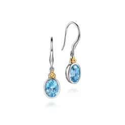 Outlet Gabriel & Co. 14K Yellow Gold and 925 Sterling Silver Bujukan Blue Topaz Drop Earrings