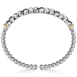 Best Gabriel & Co. 14K Yellow Gold and 925 Sterling Silver Bujukan Black Spinel Cuban Link Bangle