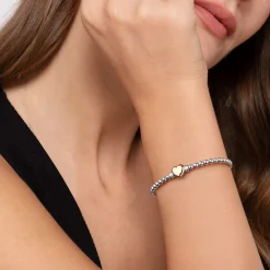 Sale Gabriel & Co. 14K Yellow Gold and 925 Sterling Silver Heart Bujukan Bangle Bracelet