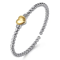 Sale Gabriel & Co. 14K Yellow Gold and 925 Sterling Silver Heart Bujukan Bangle Bracelet