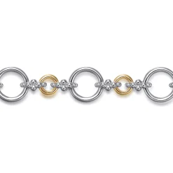 Online Gabriel & Co. 14K Yellow Gold and 925 Sterling Silver Bujukan Hollow Tube Link Chain Bracelet