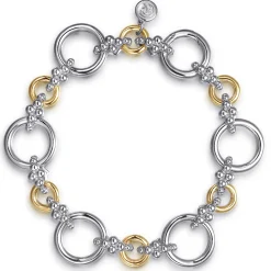 Online Gabriel & Co. 14K Yellow Gold and 925 Sterling Silver Bujukan Hollow Tube Link Chain Bracelet