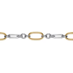 Discount Gabriel & Co. 14K Yellow Gold and 925 Sterling Silver Hollow Link Chain Bracelet