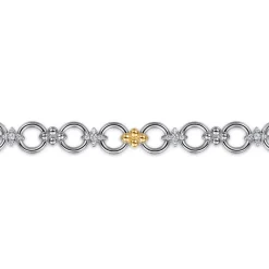 Best Gabriel & Co. 14K Yellow Gold and 925 Sterling Silver Bujukan White Sapphire Clover Link Chain Bracelet