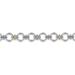 Best Gabriel & Co. 14K Yellow Gold and 925 Sterling Silver Bujukan White Sapphire Clover Link Chain Bracelet