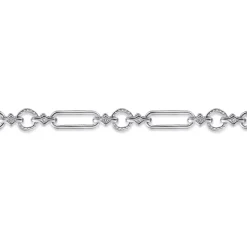 New Gabriel & Co. 14K Yellow Gold and 925 Sterling Silver Bujukan Clover and White Sapphire Link Chain Bracelet