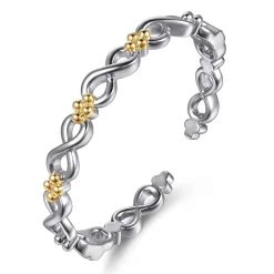 Gabriel & Co. 14K Yellow Gold and 925 Sterling Silver Bujukan Infinity Cuff Bracelet