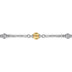 New Gabriel & Co. 14K Yellow Gold and 925 Sterling Silver Brush Bujukan Beads Station Bracelet