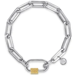 New Gabriel & Co. 14K Yellow Gold and 925 Sterling Silver Bujukan Link Chain Bracelet