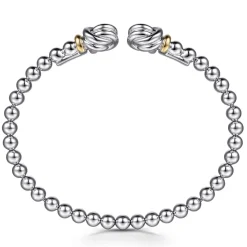 Discount Gabriel & Co. 14K Yellow Gold and 925 Sterling Silver Knot Bujukan Open Bangle Bracelet