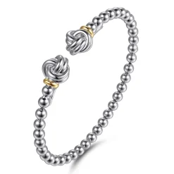 Discount Gabriel & Co. 14K Yellow Gold and 925 Sterling Silver Knot Bujukan Open Bangle Bracelet