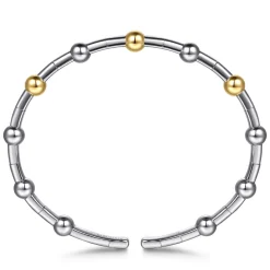 New Gabriel & Co. 14K Yellow Gold and 925 Sterling Silver Bujukan Split Bangle Bracelet