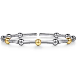 New Gabriel & Co. 14K Yellow Gold and 925 Sterling Silver Bujukan Split Bangle Bracelet