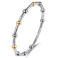 New Gabriel & Co. 14K Yellow Gold and 925 Sterling Silver Bujukan Split Bangle Bracelet