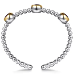 Online Gabriel & Co. 14K Yellow Gold and 925 Sterling Silver Bujukan Amethyst Bangle Bracelet
