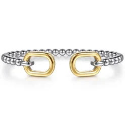Online Gabriel & Co. 14K Yellow Gold and 925 Sterling Silver Bujukan Open Bangle Bracelet