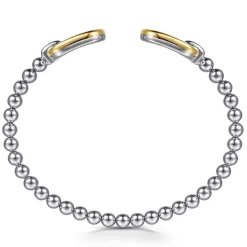 Online Gabriel & Co. 14K Yellow Gold and 925 Sterling Silver Bujukan Open Bangle Bracelet