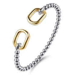 Online Gabriel & Co. 14K Yellow Gold and 925 Sterling Silver Bujukan Open Bangle Bracelet