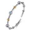 Best Gabriel & Co. 14K Yellow Gold and 925 Sterling Silver Blue Topaz Bezel Bujukan Bangle