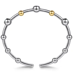 Best Gabriel & Co. 14K Yellow Gold and 925 Sterling Silver Blue Topaz Bezel Bujukan Bangle