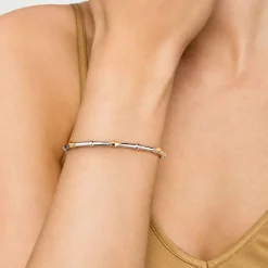 Gabriel & Co. 14K Yellow Gold and 925 Sterling Silver Rhombus Shape Bujukan Bangle Bracelet