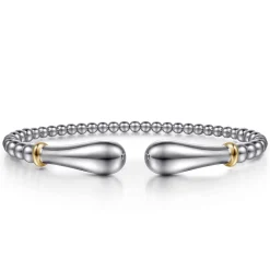 Clearance Gabriel & Co. 14K Yellow Gold and 925 Sterling Silver Pear Shape Split Bangle Bracelet