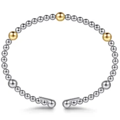 Hot Gabriel & Co. 14K Yellow Gold and 925 Sterling Silver Bujukan Split Bangle Bracelet