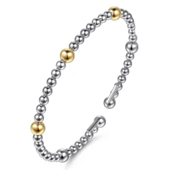 Hot Gabriel & Co. 14K Yellow Gold and 925 Sterling Silver Bujukan Split Bangle Bracelet