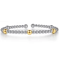 Hot Gabriel & Co. 14K Yellow Gold and 925 Sterling Silver Bujukan Split Bangle Bracelet