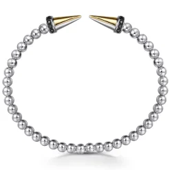 Online Gabriel & Co. 14K Yellow Gold and 925 Sterling Silver Bujukan Black Spinel Punk Bangle Bracelet