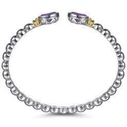 Sale Gabriel & Co. 14K Yellow Gold and 925 Sterling Silver Bujukan Amethyst Open Bangle Bracelet