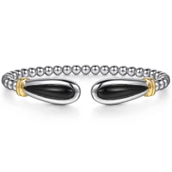 Online Gabriel & Co. 14K Yellow Gold and 925 Sterling Silver Bujukan Bangle Bracelet with Black Onyx