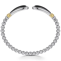 Online Gabriel & Co. 14K Yellow Gold and 925 Sterling Silver Bujukan Bangle Bracelet with Black Onyx