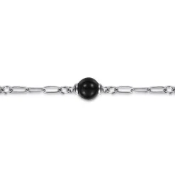 Gabriel & Co. 14K Yellow Gold and 925 Sterling Silver Brush Bujukan Beads and Onyx Station Bracelet