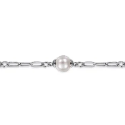 New Gabriel & Co. 14K Yellow Gold and 925 Sterling Silver Brush Bujukan Beads and Pearl Station Bracelet