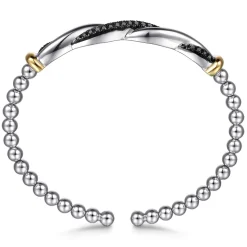 Online Gabriel & Co. 14K Yellow Gold and 925 Sterling Silver Bujukan Black Spinel Twisted Bangle Bracelet