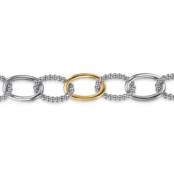 Gabriel & Co. 14K Yellow Gold and 925 Sterling Silver Bujukan Link Chain Bracelet