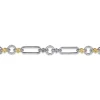 Best Gabriel & Co. 14K Yellow Gold and 925 Sterling Silver Bujukan Clover and White Sapphire Link Chain Bracelet