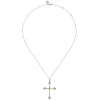 Gabriel & Co. 14K Yellow Gold and 925 Sterling Silver Bujukan Clover Cross Necklace