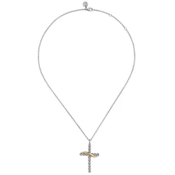 Clearance Gabriel & Co. 14K Yellow Gold and 925 Sterling Silver Bujukan Cross Necklace