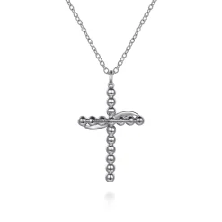 Clearance Gabriel & Co. 14K Yellow Gold and 925 Sterling Silver Bujukan Cross Necklace