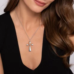 New Gabriel & Co. 14K Yellow Gold and 925 Sterling Silver Bujukan Cross Necklace
