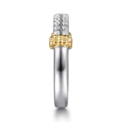 Hot Gabriel & Co. 14K Yellow Gold and 925 Sterling Silver Bujukan White Sapphire Stackable Ring