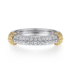 Hot Gabriel & Co. 14K Yellow Gold and 925 Sterling Silver Bujukan White Sapphire Stackable Ring
