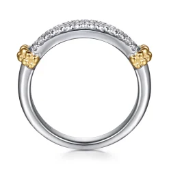 Hot Gabriel & Co. 14K Yellow Gold and 925 Sterling Silver Bujukan White Sapphire Stackable Ring