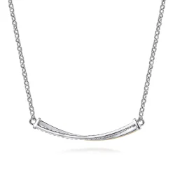 New Gabriel & Co. 14K Yellow Gold and 925 Sterling Silver Bujukan Criss Cross Bar Necklace