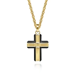 Gabriel & Co. 14K Yellow Gold and Titanium Cross Pendant